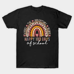 100Th Day Of School Teacher 100 Days Rainbow Leopard T-Shirt